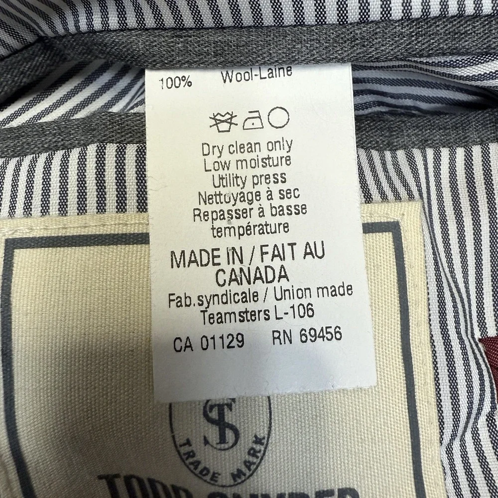 Todd‎ Snyder Sport Coat Blazer Men's 42L Gray Mayfair Fit Plaid Wool Italy